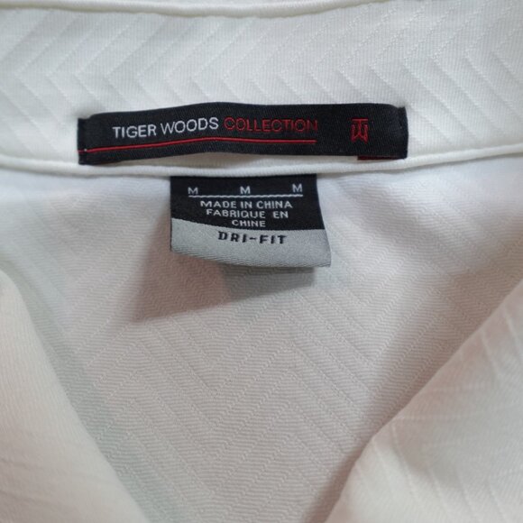 Nike Tiger Woods Polo Shirt Medium White Striped - Picture 4 of 9